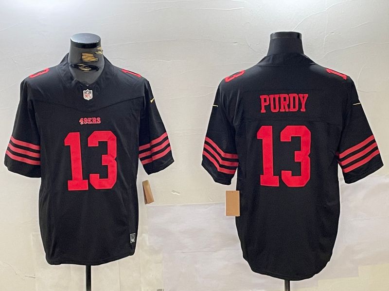 Men San Francisco 49ers #13 Purdy Black Three generations 2024 Nike Vapor Limited NFL Jersey style 1->san francisco 49ers->NFL Jersey
